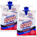 Fly Traps Outdoor Fly Trap for Patio. 2 Large Non-Toxic Pre-Baited Flies Bags Outdoor Disposable. Big Hanging Bug Catchers for All Filth Flies Killer for Outside Bug Control in Yard Horse Ranch