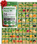 HOME GROWN 𝗨𝗦𝗔 𝗣𝗥𝗘𝗠𝗜𝗨𝗠 55 Vegetable Seeds Pack 28,000+ Non-GMO Heirloom Seeds for Planting Vegetables, Survival Seed Vault, Garden Kit for Spring Fall Winter, Gift for Gardeners