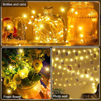 Aogist 24 Pack Fairy Lights 3 Modes 7ft 20 LED Waterproof,Battery Operated Silver Wire Firefly Starry Moon Mini String Lights for Mason Jars Christmas DIY Crafts Wedding Party Bedroom,Warm White