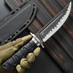 Sitivien ST29 Fixed Blade Knife, AUS-10 Steel Blade G10 Handle Full Tang Bowie Knife for Outdoor Camping Hunting Fishing Working(Black)