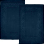 DAN RIVER Greek Bath Mat - Blue Opal, 100% Ring Spun Cotton, Pack of 2, 20x32 inches, 800 GSM, Non-Slip, Absorbent, Quick Drying, Machine Washable Bathroom Floor Mats for Shower, Kitchen & Bath