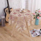 Round Embroidered Lace Tablecloth Vintage Decorative Exquisite Border Table Cover for Party Wedding Home Decorations, Round-35, Red