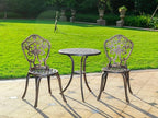 Bistro Set 3 Piece Rustproof Cast Aluminum Patio Furniture Sets 2 Chairs and 1 Round Table Outdoor, Garden, Patio, Balcony, Bronze