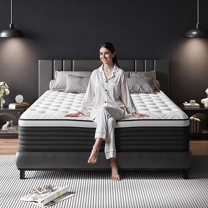 COOLMI Full Size Mattress, 12 Inch Hybrid Memory Foam Mattress in a Box, Pressure Relief for Back Support, Medium Firm, Individually Pocket Springs, 100-Night Trial & CertiPUR-US Certified, Grey Full