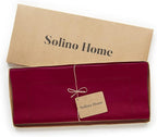 Solino Home Cotton Linen Red Table Runner 90 Inches Long - Hemstitch 14 x 90 Inch Table Runner for Fall, Autumn, Halloween, Christmas, Holiday