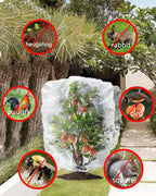 4 Pack Fruit Tree Netting with Zipper & Drawstring, 2.6 x 3.2 Ft Reusable Blueberry Bush Netting Cover, Durable Bird Netting for Vegetables, Trees, Bushes in Garden