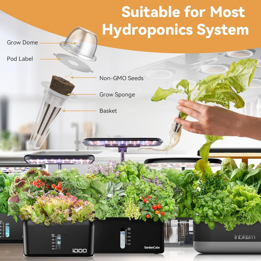 inbloom Vibrant Wildflower & Fruit Mixd Seed Pod Kit for AeroGarden, Ahopegarden Hydroponics Growing System, 7-Pods (350+ Seeds, Include Dwarf Sunflower, Marigold, Red Cherry Tomato, Red Strawberry