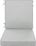 Outdoor Chair Cushions, Water-Resistant & Fade-Resistant, Patio Furniture Lawn Dining Chair Seat Replacement with Mid Back, Ties Zipper, Removable Cover, 18 x 16.5 Inch, Set of 1, Light Grey
