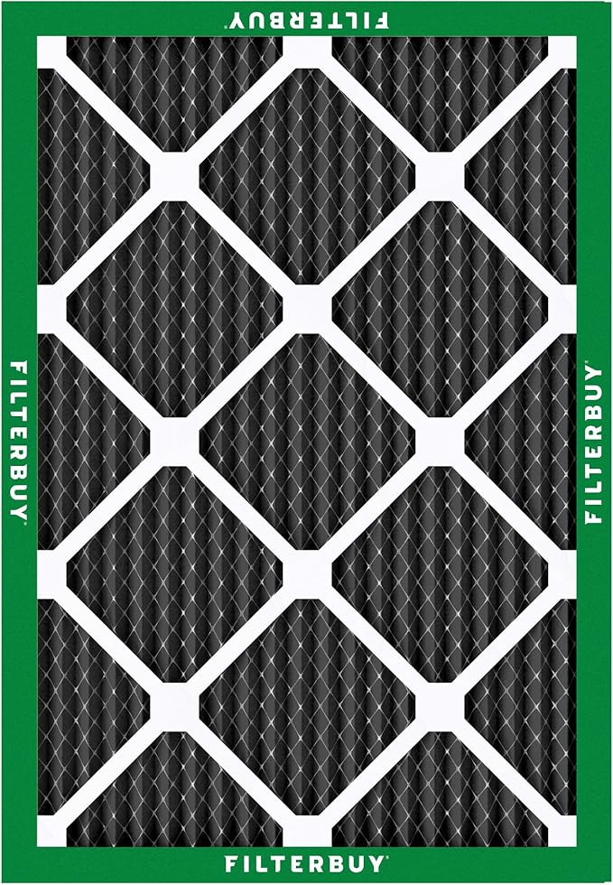 Filterbuy 15x20x1 Air Filter MERV 10 Odor & Allergy Defense with Activated Carbon (3-Pack), Electrostatic Pleated HVAC AC Furnace Filters Replacement, Made in USA (Actual Size: 14.50 x 19.50 x 0.75)
