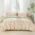 SAPHREAS Red Tulips Floral Green Leaves Duvet Cover Set Twin Size 2pcs Soft Cozy Garden Style Bedding Comforter Cover Set 100% Cotton 1 Duvet Cover 68"x90" 1 Pillow Sham, Comforter Not Included