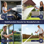 HugeDawn Garden Hose Nozzle, 6 Spray Patterns Heavy Duty Metal Water Nozzle with High Pressure for Watering, Cleaning, Washing (Red)