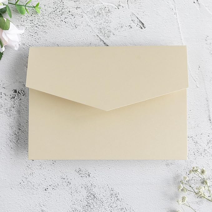 20 PCS Champagne Tri-fold Laser Cut Wedding Invitation Pockets for 5x7 Wedding Cards Bridal Shower Engagement Quinceanera Invitation