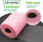Pink Tulle Fabric Rolls 6 Inch by 100 Yards (300 feet) Fabric Spool Tulle Ribbon for DIY Pink Tutu Bow Baby Shower Birthday Party Wedding Decorations Christmas Craft Supplies
