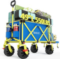 Old Bahama Bay 550lbs Extra Long 49" L Beach Wagon with Big Wheels with Brake for Sand, Collapsible Utility Beach Cart Heavy Duty Folding Wagon,Ideal for Outdoor Sand Camping Garden Pet