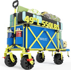 Old Bahama Bay 550lbs Extra Long 49" L Beach Wagon with Big Wheels with Brake for Sand, Collapsible Utility Beach Cart Heavy Duty Folding Wagon,Ideal for Outdoor Sand Camping Garden Pet