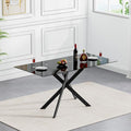 51.18" Glass Dining Table for 4-6, Dining Room Table with Black Tempered Glass and Black Metal Legs, Modern Rectangular Kitchen and Dining Room Dinner Table for Kitchen