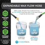 HydroTech 50 ft Expandable Garden Hose - Pro Series, 2x Max Flow, 3/4" No-Kink Flexibility, Lightweight Hose for Lawn, Garden, Car Washing, Deck and Patio Cleaning