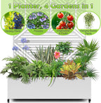 15.7"×70.9"×47.2" Metal Raised Garden Bed with Trellis and Wheels - Tall Trellis Planter Box for Climbing Plants, Vegetables & Vines - Outdoor Privacy Planters for Patio (White-Zodiac)