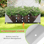 Metal Raised Garden Bed with Trellis, 2-in-1 Planter Box & Privacy Screen for Climbing Plants, Outdoor Standing Flower Bed with Drainage Holes, 47.2" L x 16.7" W x 70.8" H, White-Zodiac