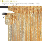 Gold Sequin Backdrop Curtain Drapes - Glitter Gold Curtains 6 Pieces 2ftx8ft Wedding Background Party Stage Birthday Decorations