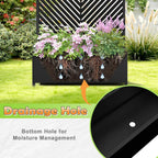 Metal Raised Garden Bed with Trellis, 2-in-1 Planter Box & Privacy Screen for Climbing Plants, Outdoor Standing Flower Bed with Drainage Holes, 35.4" L x 15.7" W x 70.1" H, Black-Parallel