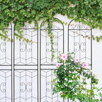 4 Pack Metal Garden Trellis 86.7" Tall Outdoor Climbing Plant Support for Roses, Flowers, Rustproof Durable Black Galvanized Tube, Lawn Garden Fence Decor Screen (4, Castle-86.7" H)