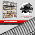 REIBII 45.8''W Wire Shelving Unit, 5 Tier Storage Shelves Adjustable Metal Shelving for Kitchen Pantry Office Wire Rack for College Dorm School, 45.8" W x 71" H x 17.2" D