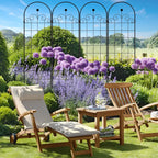 4 Pack Metal Garden Trellis 86.7" H Garden Fence Rustproof Trellis for Climbing Plants Support Roses Flower Outdoor Lawn, Black Galvanized Tube