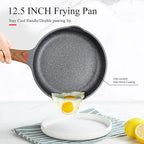 Vinchef 12.5" Non Stick Frying Pans, Skillet with Lid Used for All Stoves, Induction Non Toxic Cookware, Cooking Pans Nonstick Capable of Kitchen