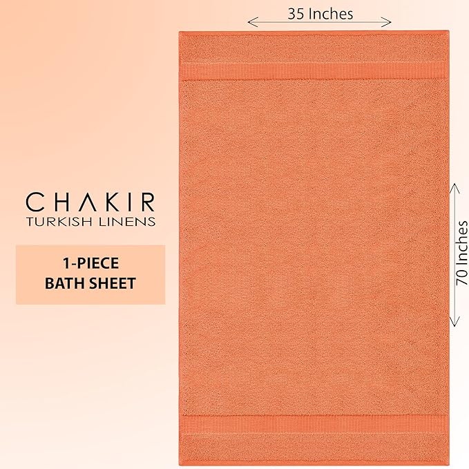 Chakir Turkish Linens 100% Cotton Premium Turkish Towels for Bathroom | 35'' x 70'' (1-Piece Bath Sheet, Coral)