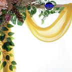 MDS Halloween Chiffon Draping Fabric - 2 Panel, 30" Wide x 30ft Long - Sheer Spooky Arbor & Canopy Drapery for Haunted House Backdrops, Party Ceilings, DIY Costumes & Themed Events - Gold