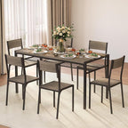 Gizoon Dining Table Set for 6 with Chairs, 7-Piece Kitchen Table Set for Small Space, Apartment, Kitchen, Dining Room, Space-Saving
