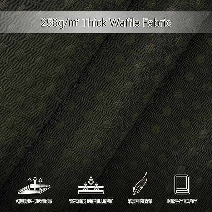 Shower Curtain Waffle Weave 36 Inches Heavy Duty Stall Fabric Shower Curtain Set for Bathroom, Waterproof Weighted 256GSM Half Size Shower Curtains with 6 Hooks, 36Wx72H Brown