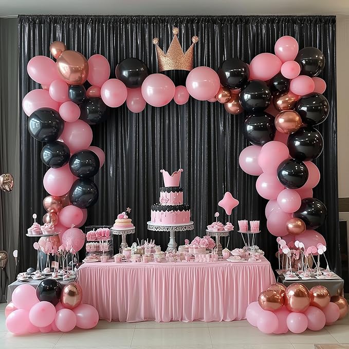20ftx10ft Black Sequin Backdrop Curtain Panels for Parties, Wrinkle Free Glitter Photo Backdrop Drapes 4 Panels 5x10FT Shiny Back Drop Cloth for Wedding Birthday Christmas Photography Background