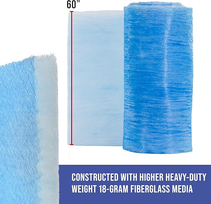 Master Airbrush Elite Paint Spray Booth Exhaust Filter Roll 60" x 200' - 18 Gram Heavy-Duty Fiberglass Paint Arrestor for Filtering Overspray Particles in Auto Body Shops & Refinish Booths