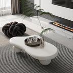 40 Inch Cloud Shaped Coffee Table with 3 Ball Legs for Living Room Cream White