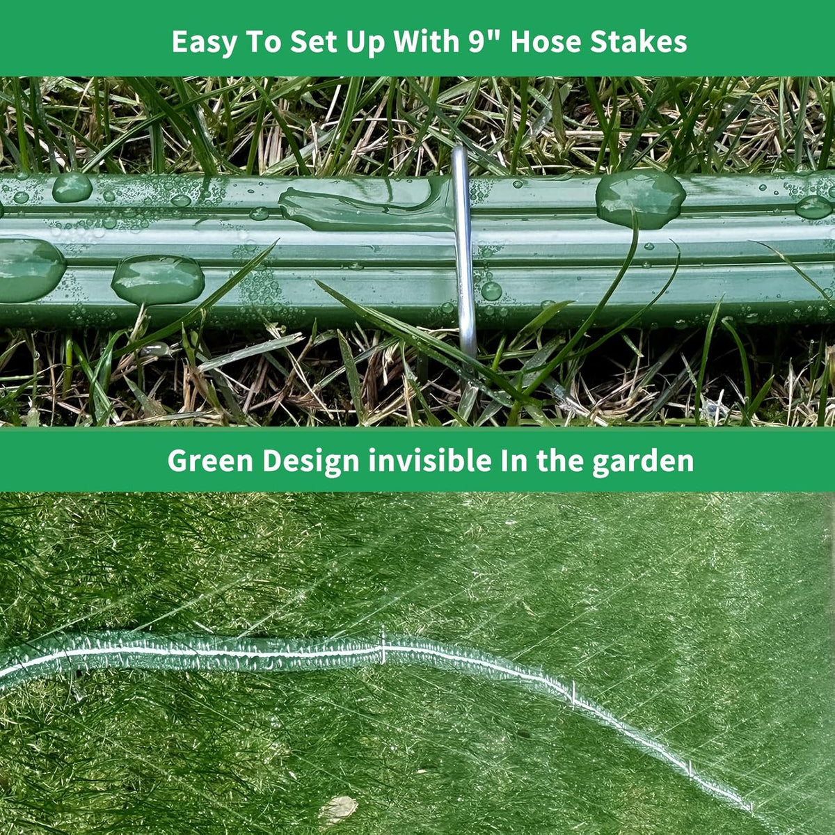 Watoo 2025 Sprinkler Hose & Soaker Hose for Yard - 150 FT Reinforced Flat Garden Hose with Holes, Heavy Duty No-Kink Lawn Irrigation Hose (Includes Stakes, High Pressure Spray)