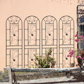 Metal Garden Trellis Rustproof Trellis for Climbing Plants Outdoor Flower Support Peacock Style (Black-4 Pack, 86.7"x19.7")