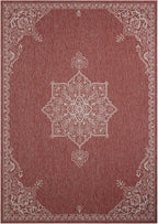 Unique Loom Outdoor Traditional Collection Area Rug - Antique (10' x 14' 1" Rectangle Rust Red/Ivory)