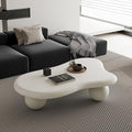 47 Inch Cloud Shaped Coffee Table with 3 Ball Legs for Living Room Cream White