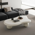 47 Inch Cloud Shaped Coffee Table with 3 Ball Legs for Living Room Cream White