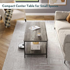 SAYGOER 2-Tier Coffee Table for Living Room Farmhouse Style Center Table with Storage Shelf Rectangle Wood Table for Large or Small Spaces Apartment Home Office, Easy Assembly Gray Wash