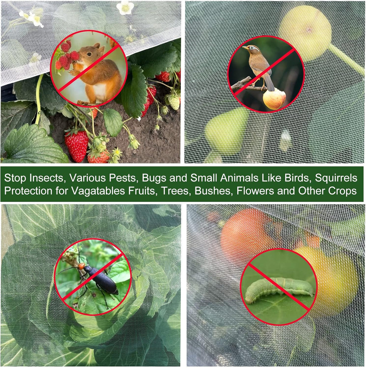Garden Netting 10x33Ft, Ultra Fine Plant Cover, Insect Netting Barrier Mesh for Plants Vegetables Fruits Flower, Row Covers Raised Bed Protection Net, Birds Animals Screen