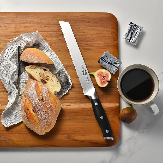 Stahl High Carbon Exclusive German Steel 8 inch Bread Knife (Black)