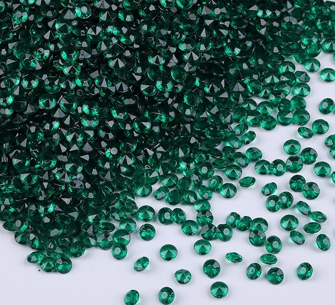 10000 pcs/Pack Wedding Table Scatter Confetti Crystals Acrylic Diamonds Vase Fillers 4.5 mm Rhinestones for Wedding, Bridal Shower, Vase Beads Decorations (Dark Green)