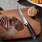 Steak Knives Set of 6, 4.5 Inch Japanese Serrated Steak Knife Set, Ultra Sharp High Carbon Powder Steel Steak Knife with Pakkawood Handle