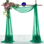 MDS Halloween Chiffon Draping Fabric - 2 Panel, 30" Wide x 50ft Long - Sheer Spooky Arbor & Canopy Drapery for Haunted House Backdrops, Party Ceilings, DIY Costumes & Themed Events - Emerald Green