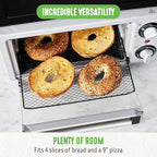 GreenLife Countertop Toaster Oven Air Fryer Stainless Steel, Healthy Ceramic Nonstick, PFAS and PFOA-Free, Tray & Basket, Bake, Broil, Reheat, Adjustable Temp & Time Control, Auto Shutoff, Black