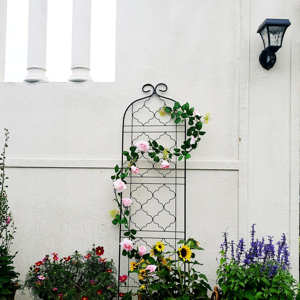 Garden Trellis for Vines and Climbing Plants Outdoor, Iron Wire Lattices Grid Panels for Potted Climbing Pergola Cucumber Tomato Rose Vegetable Flower Plant Trellises (60 * 16 Inch, Pack of 2, Black)