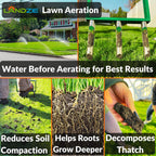 LANDZIE Lawn Aerator Replacement Tines - Set of 3 Hollow Tines for Aerator Lawn Tool - 3 Heavy Duty Stainless Steel Manual Lawn Aerator Add-on Hollow Tines for Compacted Soil - Manual Hand Coring Tool